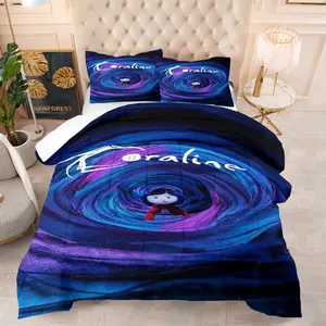 Caroline Cartoon Character Quilt Set, Soft Comfortable Printed Bedding, Kids Bedroom Decor, Includes 1 Quilt and 1-2 Coreless Pillowcases