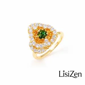 LisiZen Women's Fashion Cross-Border Micro-Inlaid Heart Spinning Zircon Ring, Elegant Minimalist Unique Versatile Full-Zircon Geometric Jewelry Accessory DZSP2386