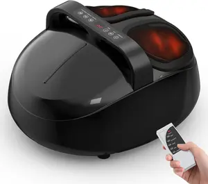 Foot Massager with Heat, 5 Modes & 9-Level Intensity & 3-Speed Vibration, Shiatsu Kneading & Rolling Compression, with Remote & Portable Handle, Fits Up to Men's Size 13, Gift for Women Men Summervibes