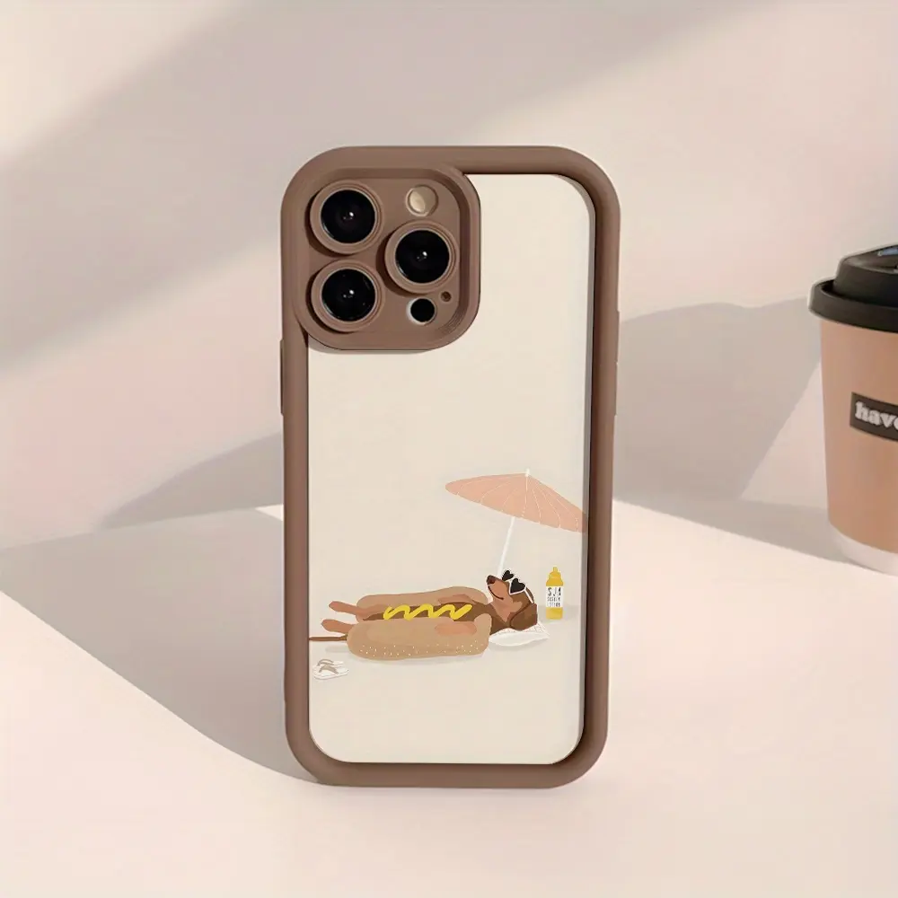 Dachshund Sunbath Print Shockproof TPU Cellphone Case - Chic, Durable Casing for Multi iPhone Fit (16/16 Plus/15/14/13/12/11 Pro/Plus/Pro Max) Electronics Devices Accessory