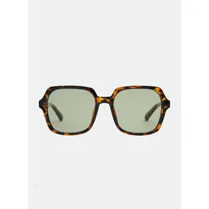 OTRA Sady -Tort Light Green Oversized Square Sunglasses with Tortoiseshell Frame & Green Smoke Lenses 100% UV Protection
