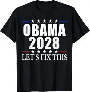 100% Cotton Unisex President Barack Obama 2028 Portrait Patriotic Democrat USA T-Shirt