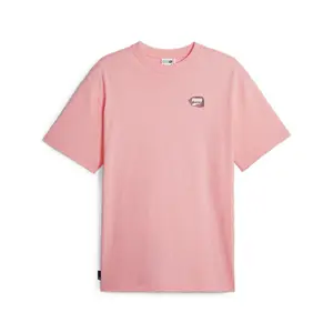 PUMA Mens Downtown Graphic Crew Neck Short Sleeve Casual Tops Casual - Pink