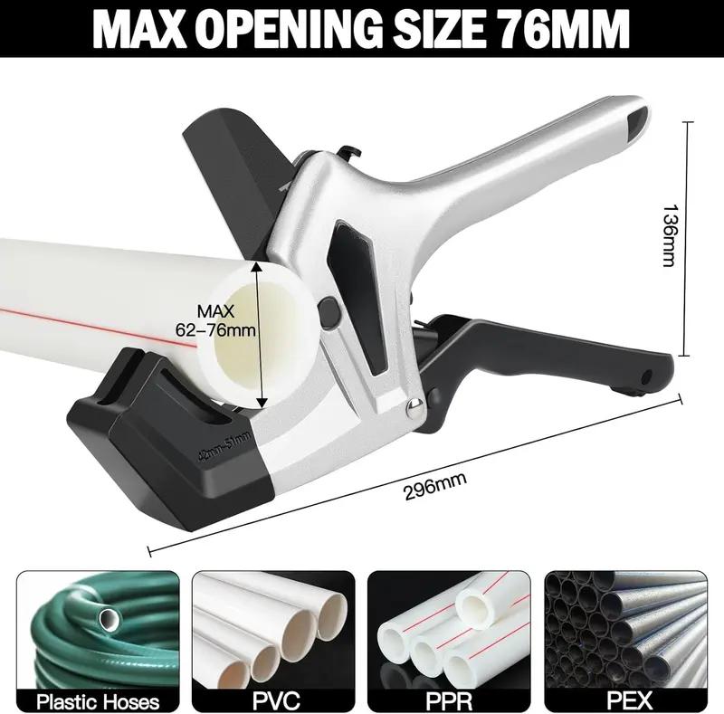 Heavy Duty Ratchet PVC Pipe Cutter – Cuts Up to 3" – One-Click Blade Replacement – Sharp Shears for PVC, PEX, Plastic Pipes – Clean, Effortless Cuts – Extra Spare Blade Included