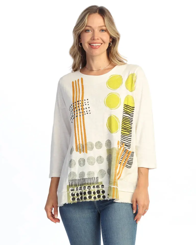 Cream Pattern Mineral Based Tunic with Linen Pocket