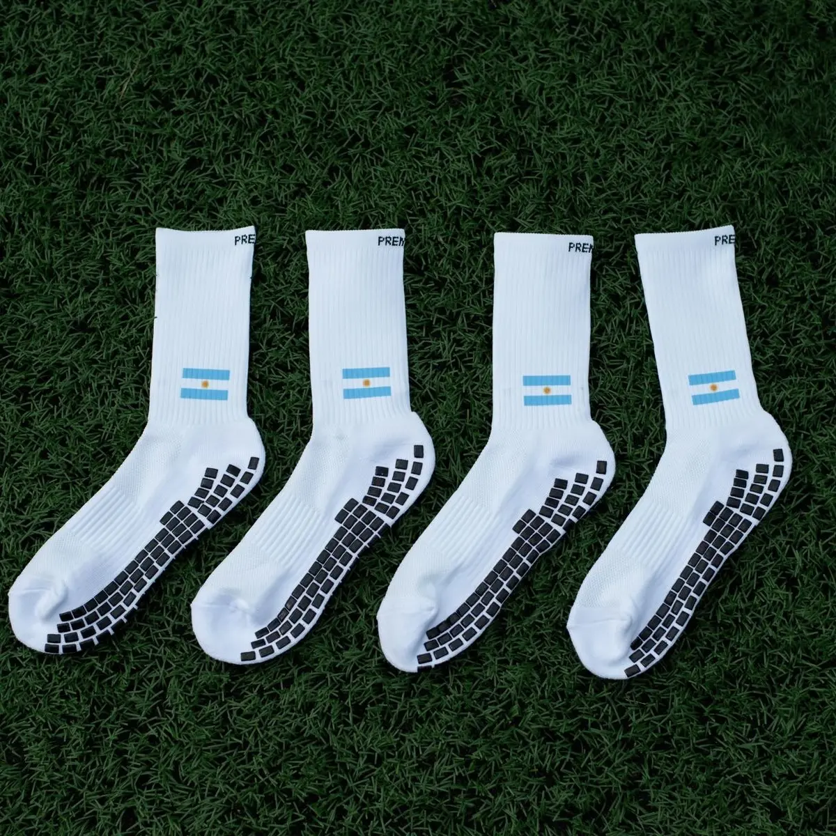 Premier Edge Argentina Flag White Grip Socks