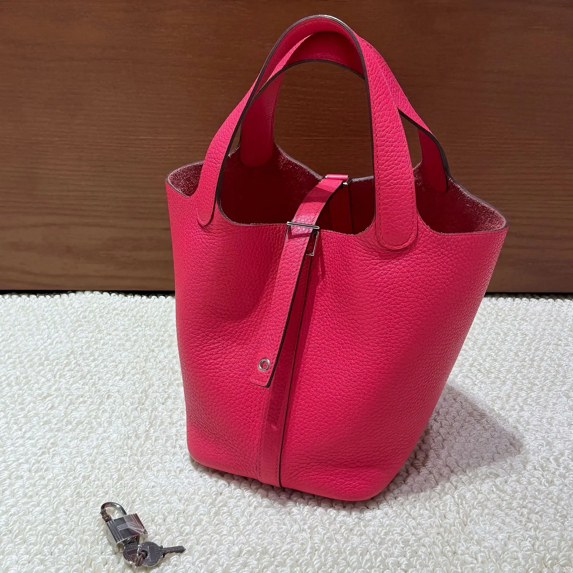 Pre-owned HERMÈS 5510 MANOLIA authentic Bucket bags picotin lock PM18 clemency tote for women top handle fashion