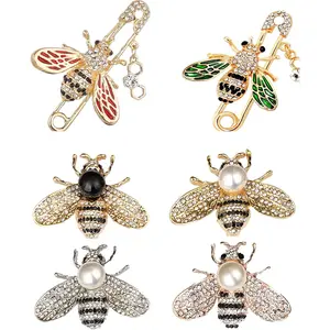 6PCS honeybee bee brooch pins for women fashion set rhinestone brooches elegant personality brooch pins women's brooches