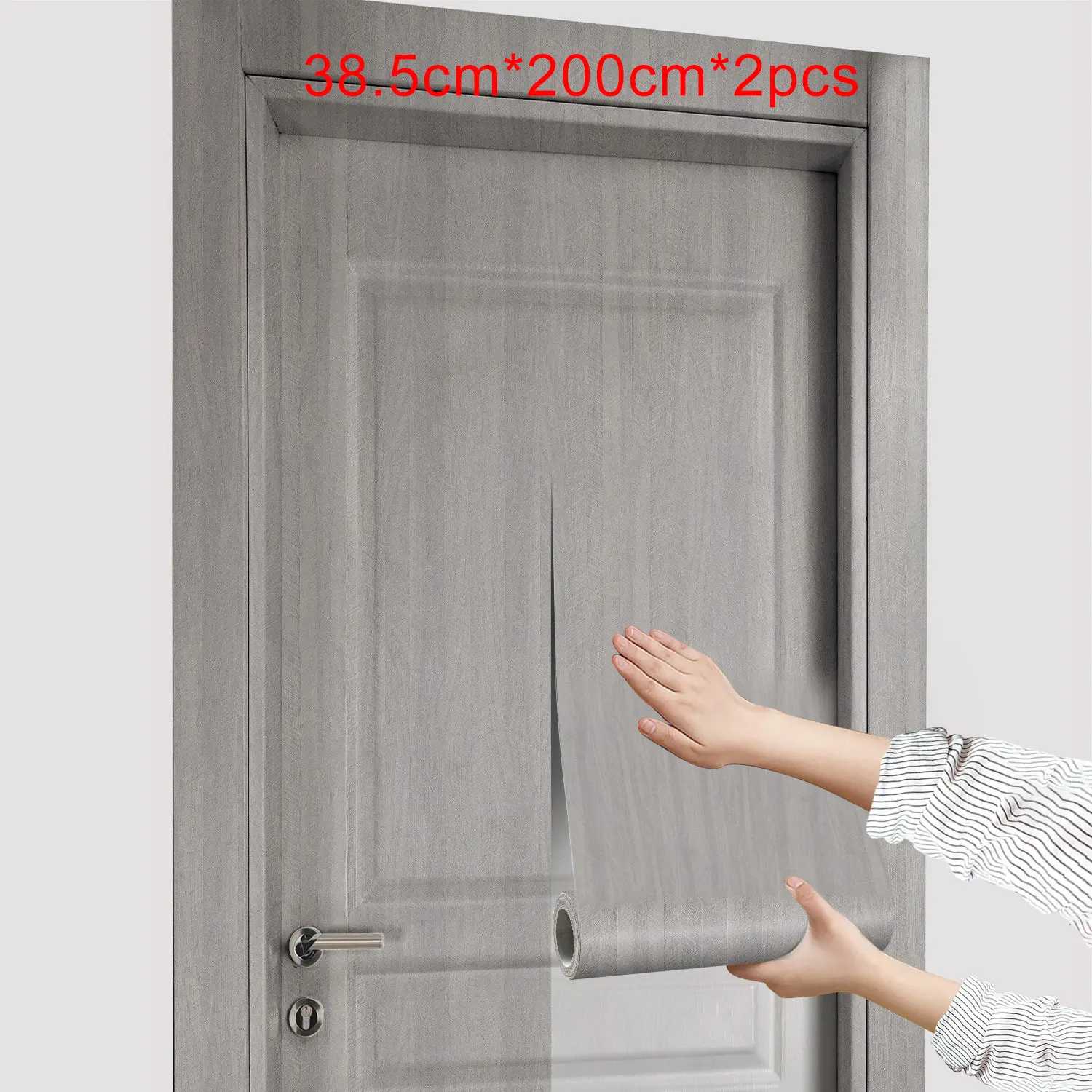 Wood Grain Pattern Door Wallpaper, Waterproof Self-adhesive Wallpaper, Removable Wall Decoration Paper, Interior Wall Decor, Door Decorations for Home Living Room Bedroom Kitchen Office, Household Decoration Supplies