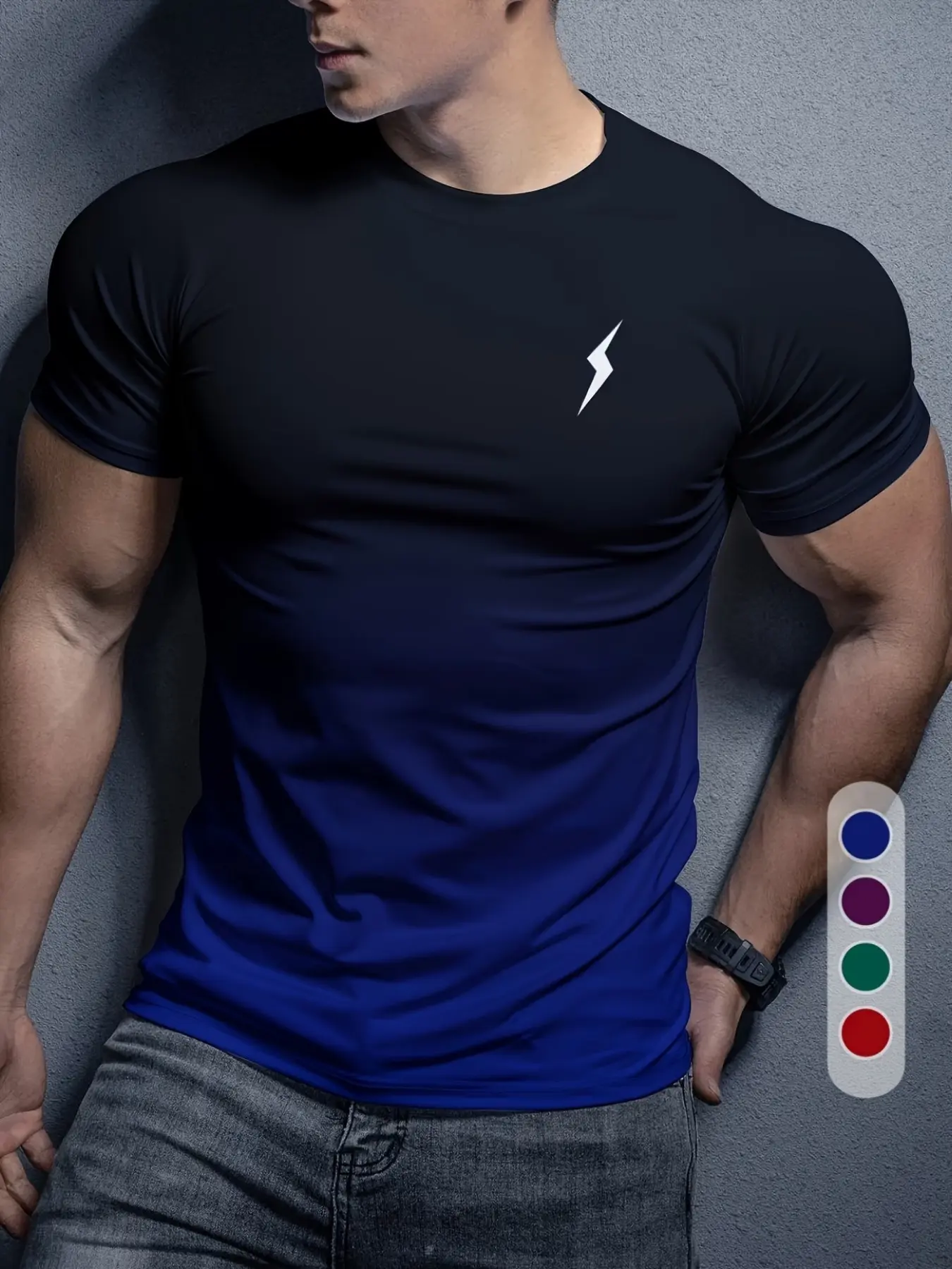 Men's 3D Printed Running Sports T-Shirt, Fashionable Comfortable Fitness Top, Fitness Shirts, Fitted Short Sleeve, Multiple Colors Available