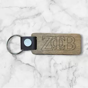 Zeta Phi Beta Sorority Wood Keychain with Engraved Letters and Metal Ring for Easy Attachment - Enter in comments if you want a tassel.