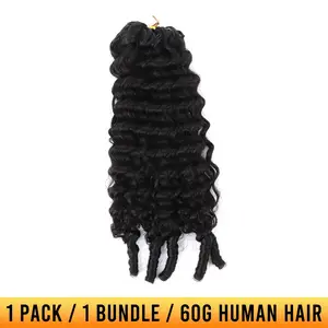 YGwigs Pre-Separated Burmese Curly with Spiral Ends Feather Crochet Hair Extension Human Hair Mircale Knots