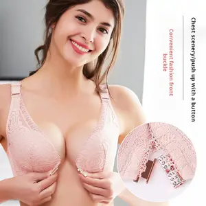 Push Up Wire Free Bra with Adjustable Sexy Front Closure Rose Inspired Cross Back Seamless and Side Support Perfect for Daily Wear
