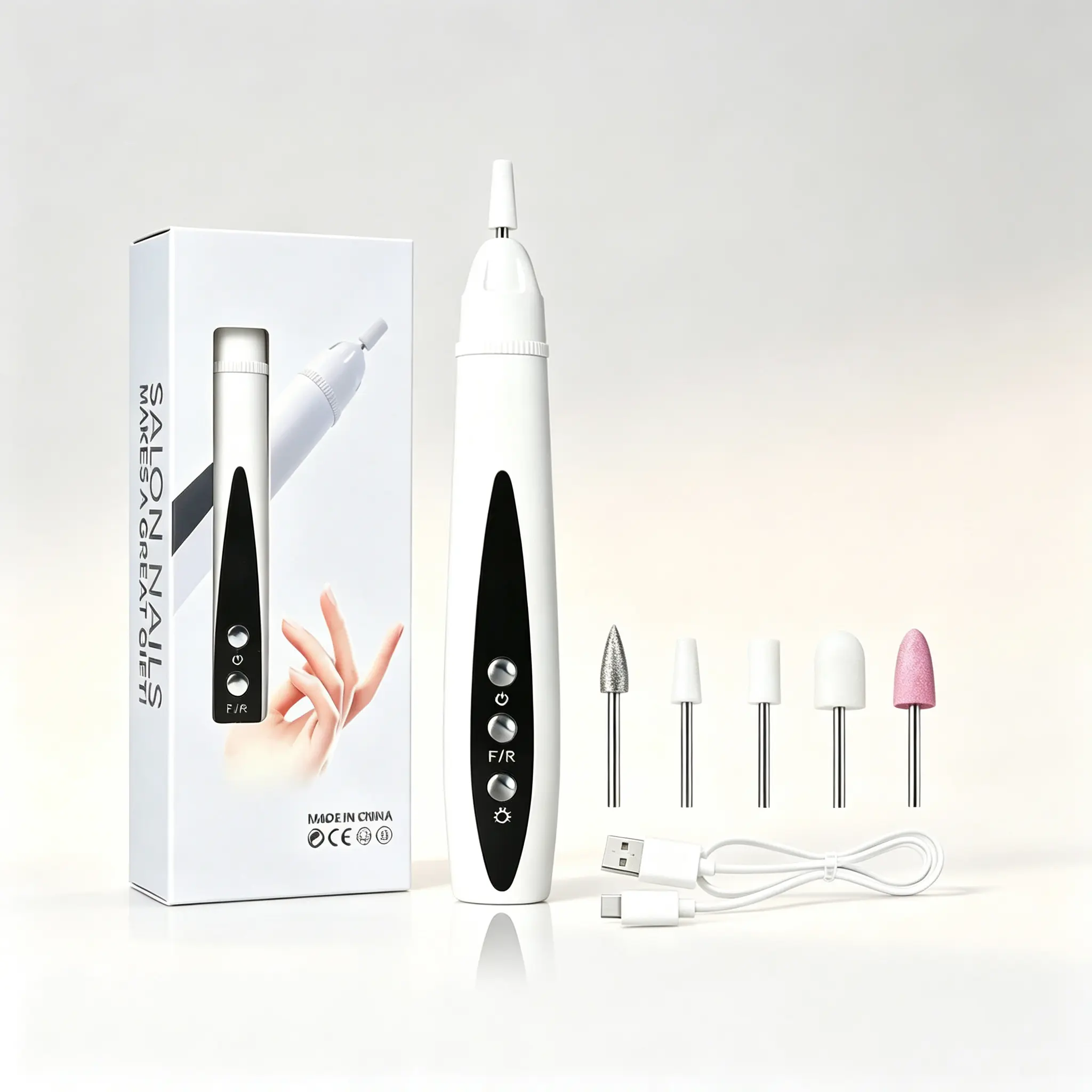 USB Rechargeable Electric Fungal Nail Drill - 5-Speed Pedicure Toenail Grinder with Rotation Switch, UV Light, 5 Grinding Bits, Portable Tool for Thick Damaged Discolored Nails, At-Home Onychomycosis Care