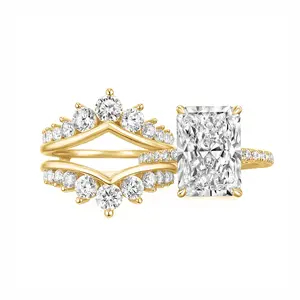 MAXINEJEWELRY 2-Piece Bridal Engagement Ring - 7.0ct Radiant Cut 5A Cubic Zirconia Insert, Women's Artificial Gemstone Ring Accessories, Ideal for Proposal, Wedding, Daily Wear, Travel Rings