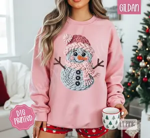 Knit Snowman Sweatshirt, Trendy Women's Christmas Sweater