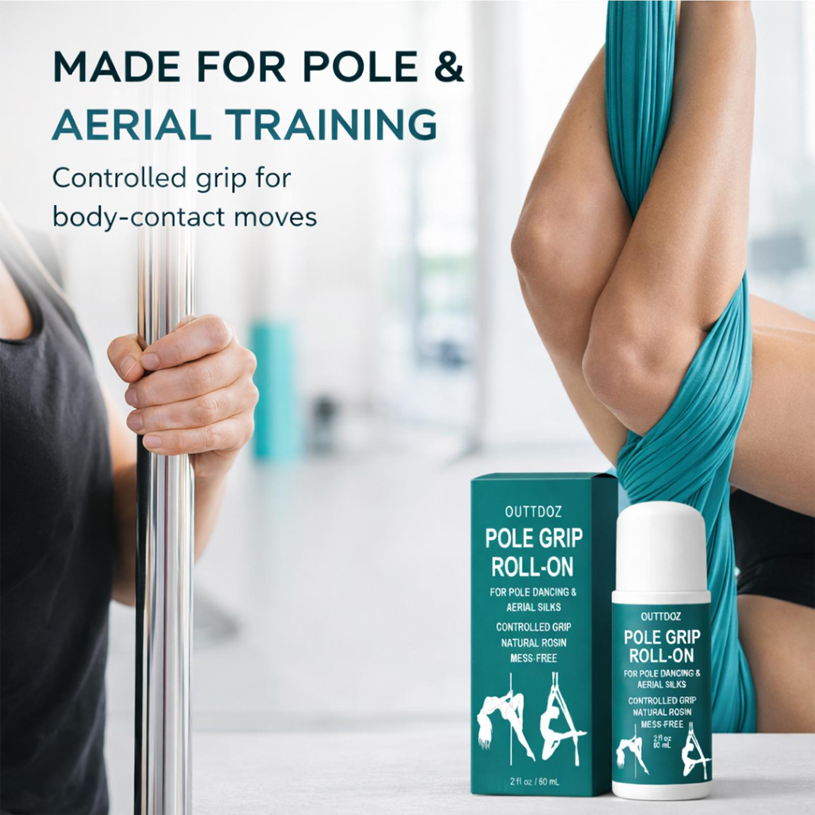 OUTTDOZ Pole Grip Roll-On, Natural Rosin Controlled Grip for Pole Dancing & Aerial Silks, for Hands, Legs & Body Contact, Non-Slip, 2 fl oz (60 mL)