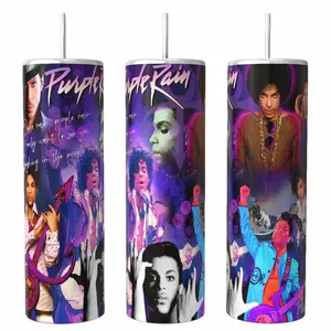 Music Purple Rain  20oz skinny Tumbler Drinkware Insulated Lid Coffee Portable
