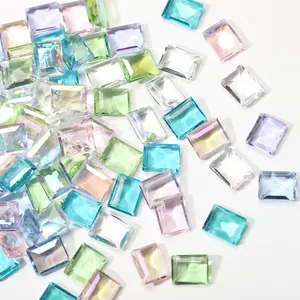 【NO Hole NOT Bead】8x10mm Rectangle Rock Candy Transparent Glass Clear Crystal Rhinestones Strass Diamonds Nails Accessories DIY Decoration Jewelry Making
