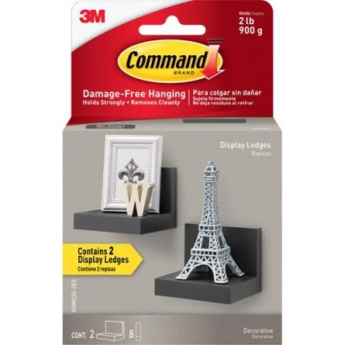 212 MAIN Plastic Wall Mount Shelves - Damage-Free Hanging Decor LED Display Ledges, Slate Finish, Pack of 2