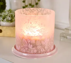 HomeWorx by Slatkin + Co. Printed Toile Glass & Ceramic Hurricane