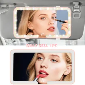 Car Makeup Mirror Set, Ubs Charging, Sunshade Beauty Mirror, LED Light, Three Color Lights Adjustable, Car Accessories