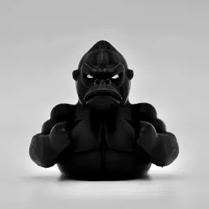 3D Printed Ferocious Orangutan Duck Statue - Realistic Black Plastic Animal Ornaments, Children's Birthday Gifts and Home Decorations, Detailed Texture