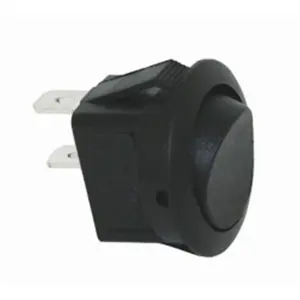 The Best Connection  Black Non-Illum Round Rocker - 16A 12V SPST