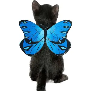Cat Dog Butterfly Costume Wings for Halloween Party Decoration, Halloween Dog Cat Costume, Puppy Cat Dress Up Accessories (Blue)