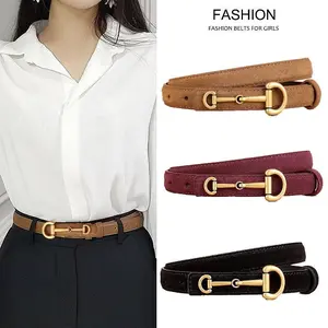 Suede Leather Belt Casual Cow Suede Waist Belt Horseshoe Buckle Joker Belt Fashion Versatile Multi-Functional Women's Clothing Accessories For Jeans Dress Autumn And Winter Sweater Coat #OOTD