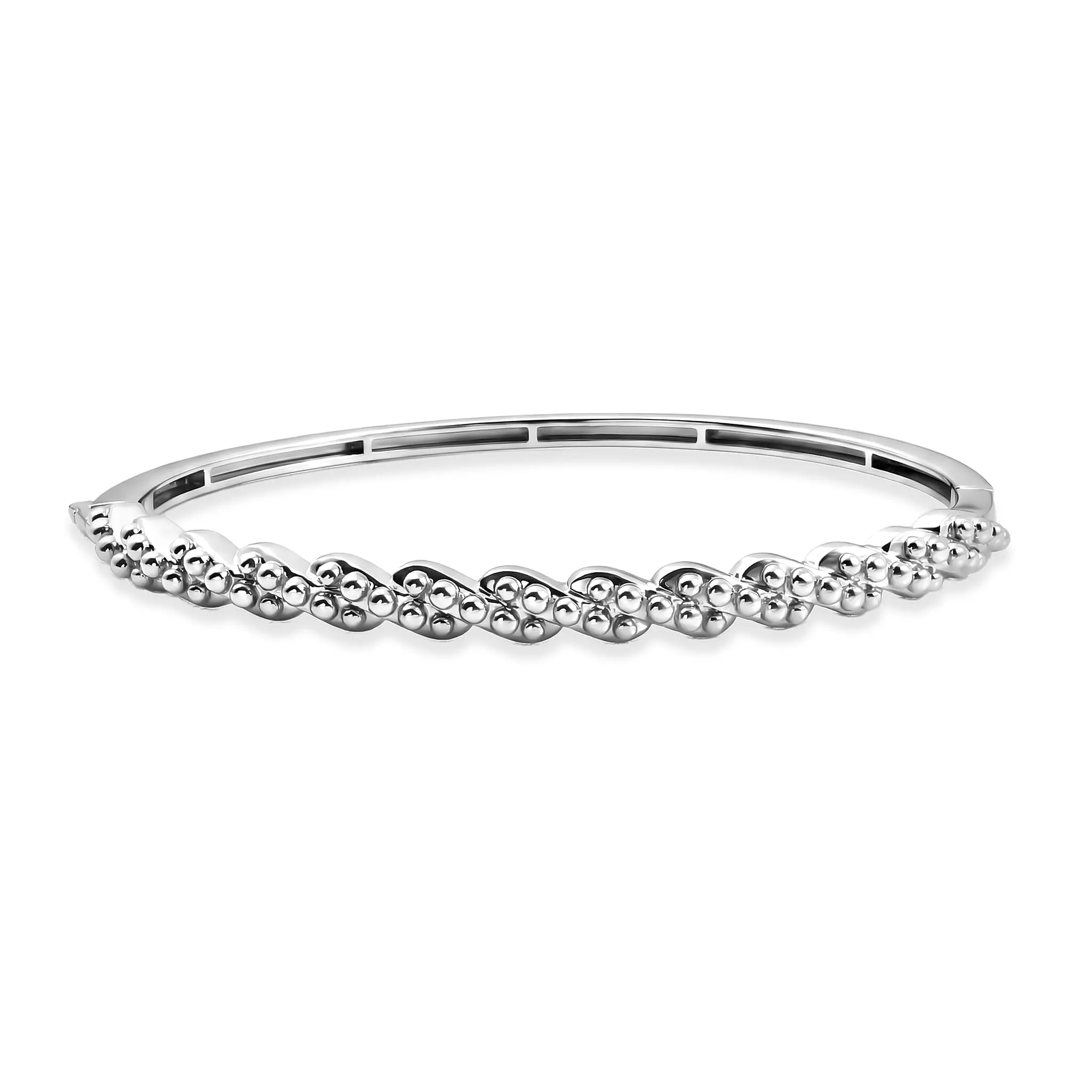 D'Joy Platinum Over Sterling Silver Golden Harmony Bangle Bracelet (6.50 In) (13.85 g)