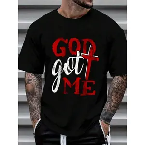 Cotton God Christian Faithcross Got Me Religion Quote Inspriration T-Shirt Women's Men's Graphic Tee Causal Tops Fashion Tshirt Short Sleeve T-Shirt