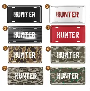 [CUSTOM NAME] Personalized Hunter License Plate - Distressed Outdoor Auto Accessory - Rustic Deer Hunting Metal Sign - Aluminum Vanity Tag for Men