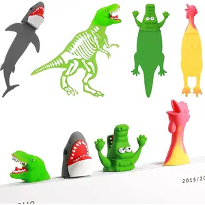 4 count  Bookmarks for  Luminous Dinosaur  Funny Crocodile Bookmark  Cartoon Boys Girls Men Women Xmas Gifts School Supplies