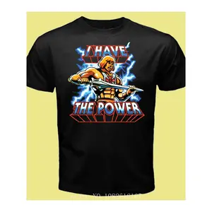 He-Man 100% Cotton Streetwear Graphic T-Shirt - 'I Have The Power' Menswear Short-Sleeve Crew Neck Top, Casual Men's Sizes S-3XL Slogan Tee