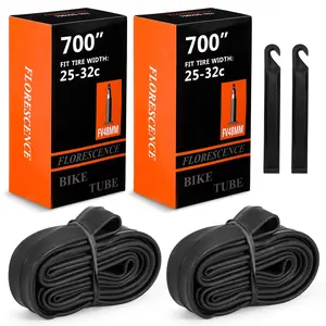 2 Pack Bicycle Inner Tubes with 2 Tire Levers, 700 x 25–32C, Durable Presta Valves, Suitable for Mountain Bikes, Road Bikes, Home Bikes, 28mm Width, FV48mm