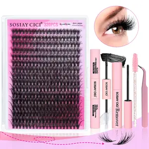 SOSIAY CICI 2080PCS Mega DIY Lash Extension Kit, 40D/60D/80D Wispy Lash Clusters with All Tools, Beginner Friendly At Home Lash Kit