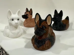 German Shepherd Dog & Belgian Malinois Duck for Jeeps Broncos Cruises Figure Decor Ornaments Black Statue 3" Long Brown Black Tan Statue