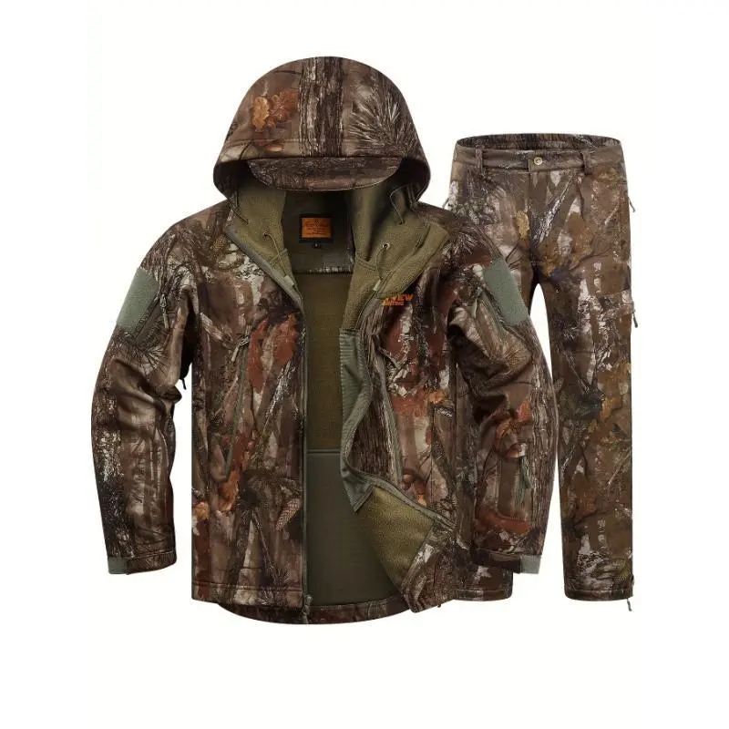 Hunting Clothes Men, Quiet Camo Hunting Jacket And Pants, Water Resistant Hunting Suit Deer Duck Bow Hunting Hunting Clothes Men, Quiet Camo Hunting Jacket And Pants, Water Resistant Hunting Suit Deer Duck Bow Hunting