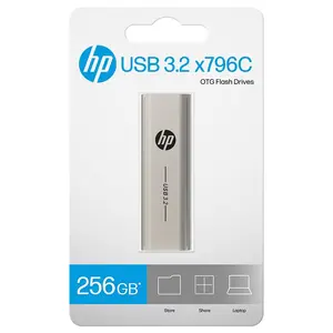 HP X796C 256GB High-speed 3.2 Push-pull USB, Portable Flash Drive, USB Drive for Business & Office Use, Flash Drive for Laptop, PC, MAC