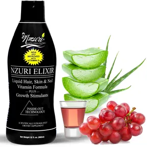 Nzuri Elixir Hair Skin and Nails Vitamins for Women and Men with Biotin, Folate, and Vitamin D for Daily Growth Supplement to Reducing Dryness, Thinning, and Loss, 32 oz. Haircare