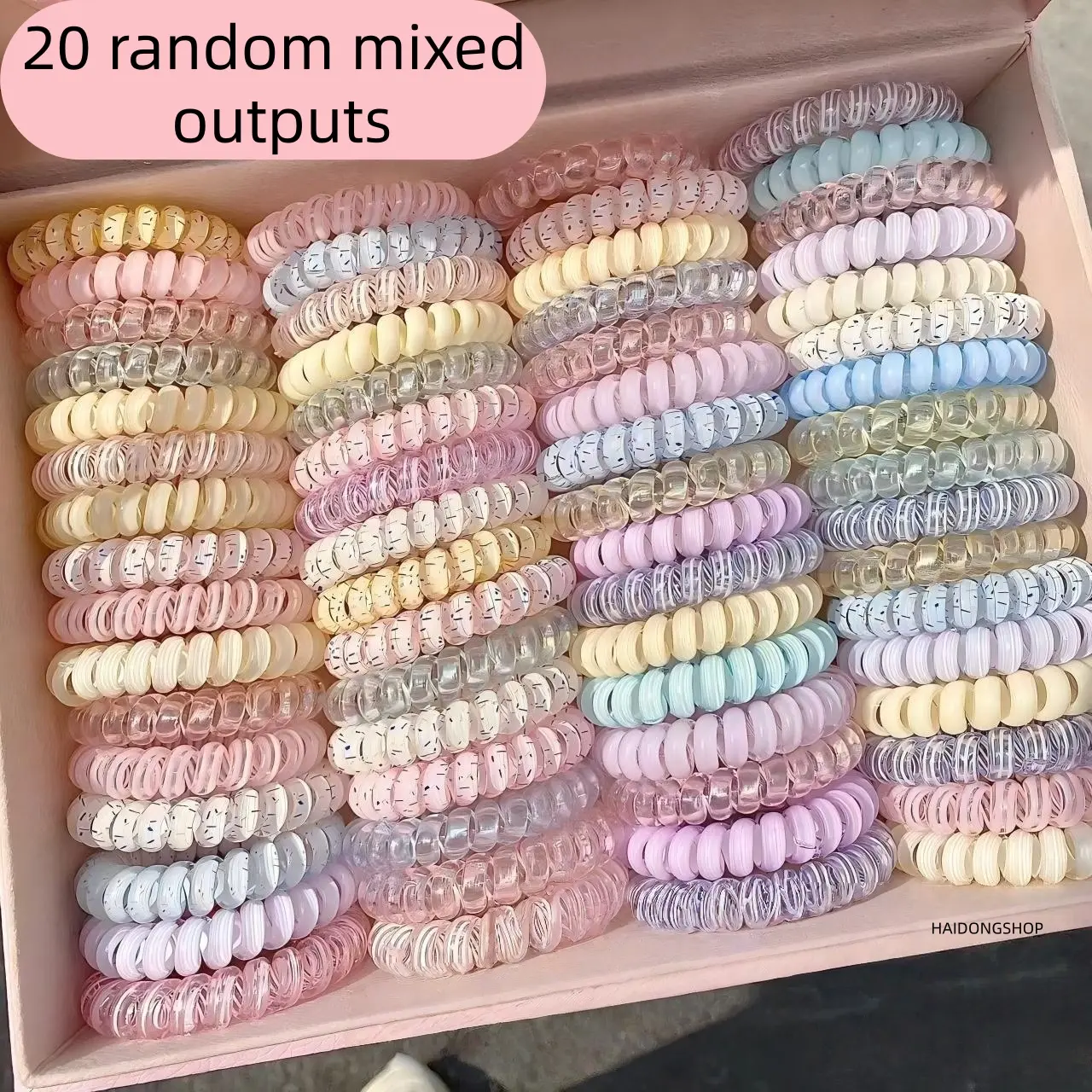 Hair scrunchies and spiral hair ties, 20 pcs random mixed colors, high elastic bulk hair accessories, cute coquette Y2K teen aesthetic bands, fashionable soft girl accessory for women’s daily school outdoor casual use