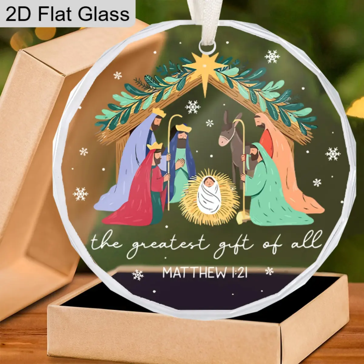 Nativity Scene Crystal Glass Ornament, Perfect Gift for Christmas, Birthdays & Anniversaries, Unique Decorative Piece for Home