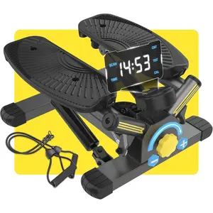 Stepper Machine with Resistance Bands, Mini Stepper with 300LBS Weight Capacity, Twist Stepper for Full  Workout, Adjustable Step Height, Smooth and Quiet, Step Machine for Men Women