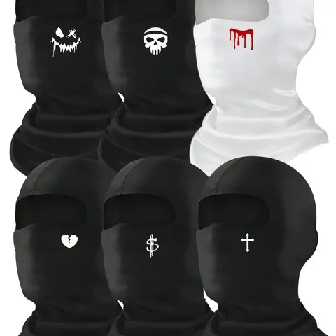 6Pcs All Seasons Cycling Face Mask Set, Face Covering, Windproof Balaclava Hats, Outdoor Sports Helmet Liner, Sun Protection Tactical Headscarf For Men Women