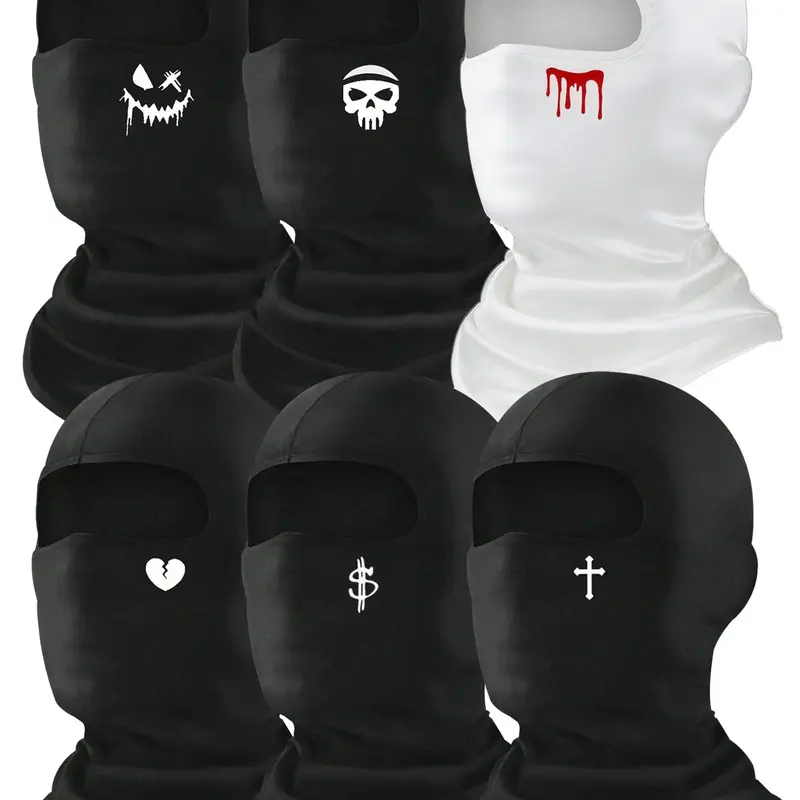 6Pcs All Seasons Cycling Face Mask Set, Face Covering, Windproof Balaclava Hats, Outdoor Sports Helmet Liner, Sun Protection Tactical Headscarf For Men Women