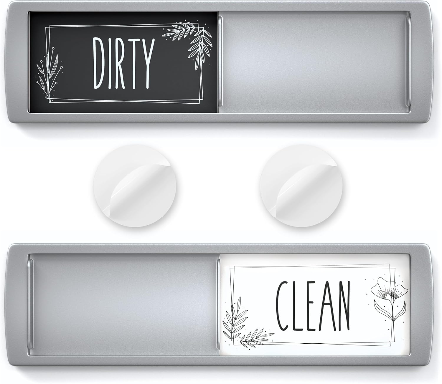 Stylish Clean Dirty Magnet for Dishwasher 7 x 2 Inch - Non-Scratch Dishwasher Magnet Clean Dirty Sign for Kitchen with Sliding Indicator - Promotes Family Routines and Organization