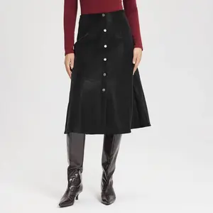 Women's Faux Leather Fit & Flare Midi A-Line Skirt - A New Day