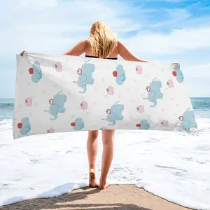 Cartoon Baby Elephant Beach Towel, Cute Printed Design, Lightweight and Quick-Drying Pool Towel, Suitable for Young Children and Teens for Poolside, Vacation, Travel, and Outdoor Summer Use Bath Towel Blanket