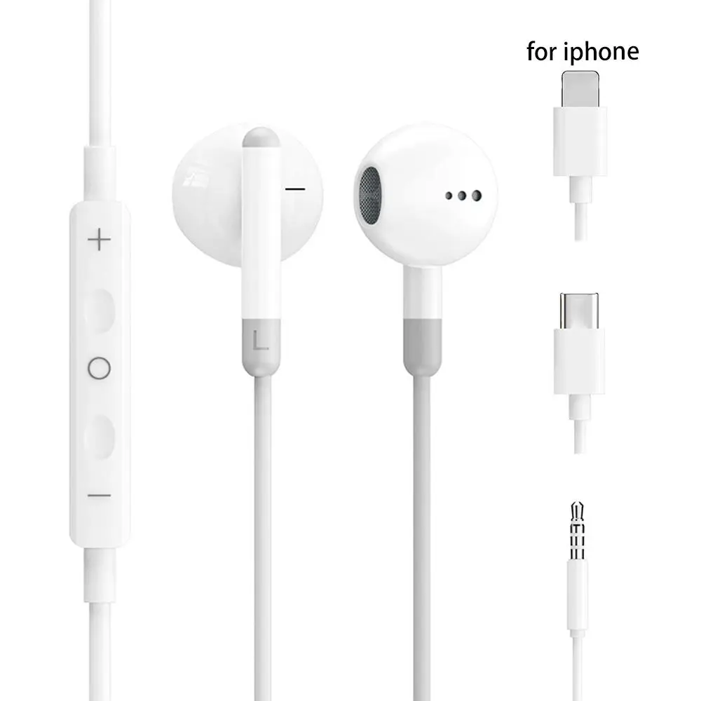 Type-C Wired Semi-in-ear Headphones, 360° Surround Sound Wired Earphones with Built-in Microphone, Ergonomic Design Wired Earbud for Mobile Phone & Ot